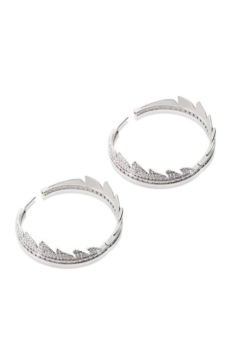 Buy_Shazé_Silver Plated Stones Forest Fire Cut-out Embellished Hoops