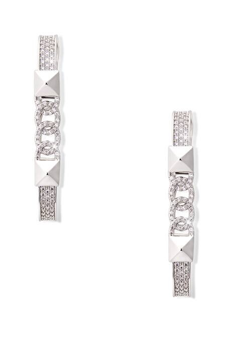 Shazé Silver Plated Stones Willows Veil Embellished Hoops Online at Aza Fashions Shazé_Silver Plated Stones Willows Veil Embellished Hoops _Online_at_Aza_Fashions