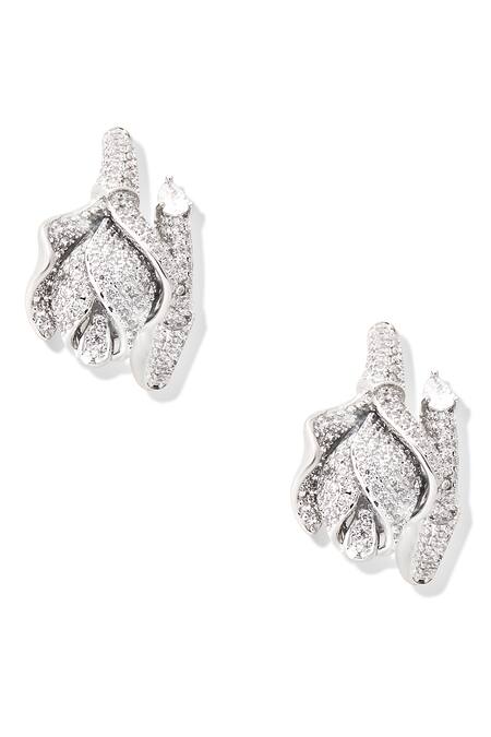 Shazé Silver Plated Stones Monets Tulips Embellished Hoops Online at Aza Fashions Shazé_Silver Plated Stones Monets Tulips Embellished Hoops _Online_at_Aza_Fashions