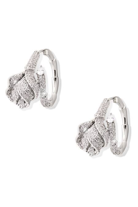 Shazé Silver Plated Stones Monets Tulips Embellished Hoops at Aza Fashions Shazé_Silver Plated Stones Monets Tulips Embellished Hoops _at_Aza_Fashions