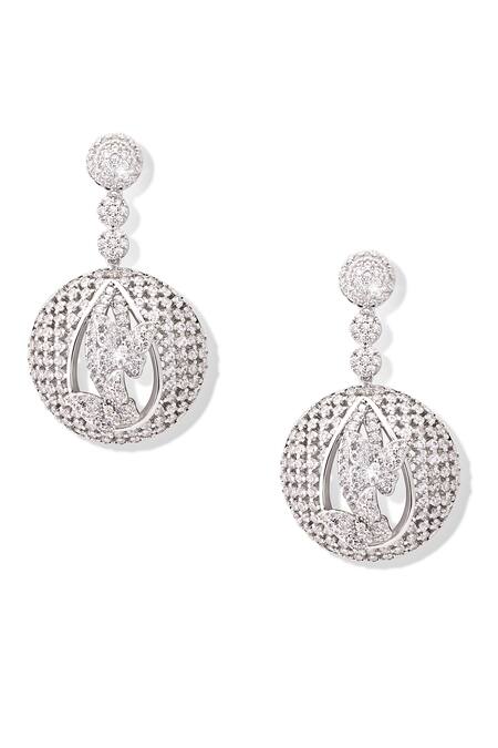 Shazé Silver Plated Stones Forest Ball Embellished Earrings Online at Aza Fashions Shazé_Silver Plated Stones Forest Ball Embellished Earrings _Online_at_Aza_Fashions