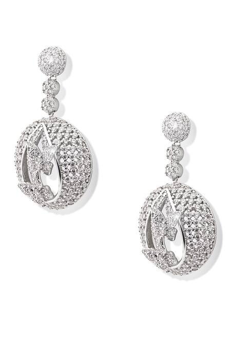 Shop Shazé Silver Plated Stones Forest Ball Embellished Earrings Online at Aza Fashions Shop_Shazé_Silver Plated Stones Forest Ball Embellished Earrings _Online_at_Aza_Fashions