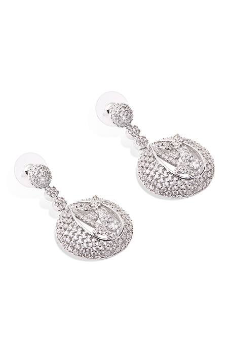 Shazé Silver Plated Stones Forest Ball Embellished Earrings at Aza Fashions Shazé_Silver Plated Stones Forest Ball Embellished Earrings _at_Aza_Fashions