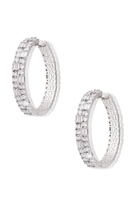 Buy Shazé Silver Plated Stones Enigma Cluster Hoops Online at Aza Fashions Buy_Shazé_Silver Plated Stones Enigma Cluster Hoops _Online_at_Aza_Fashions