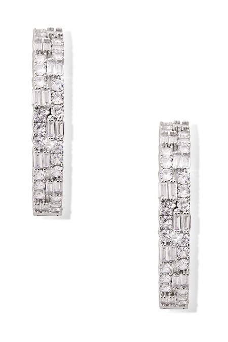 Buy Shazé Silver Plated Stones Enigma Cluster Hoops Buy_Shazé_Silver Plated Stones Enigma Cluster Hoops