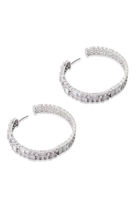 Shop Shazé Silver Plated Stones Enigma Cluster Hoops Shop_Shazé_Silver Plated Stones Enigma Cluster Hoops
