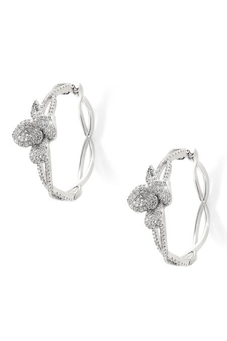 Shop_Shazé_Silver Plated Stones Hermias Heart Embellished Intervined Hoops _Online_at_Aza_Fashions