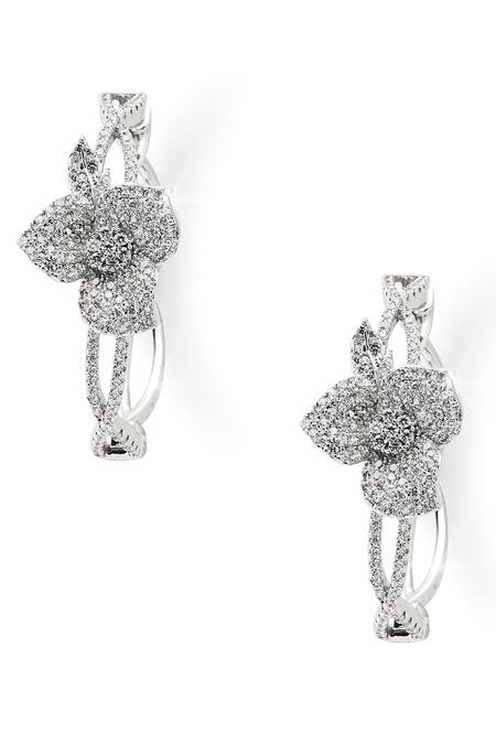 Shazé_Silver Plated Stones Hermias Heart Embellished Intervined Hoops _at_Aza_Fashions