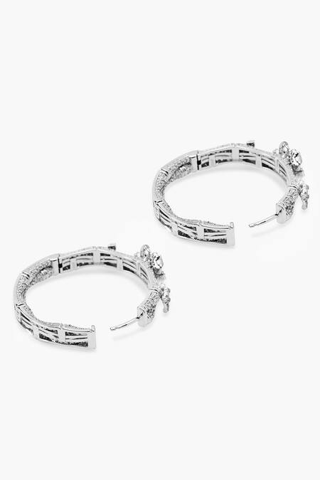 Shazé_Silver Plated Stones Midsummer Meadow Embellished Hoops_at_Aza_Fashions
