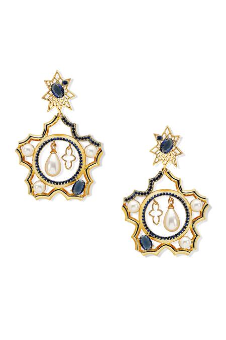 Shazé_Multi Color Beads Diadem Dreams Floral Carved Cutwork Earrings _Online_at_Aza_Fashions