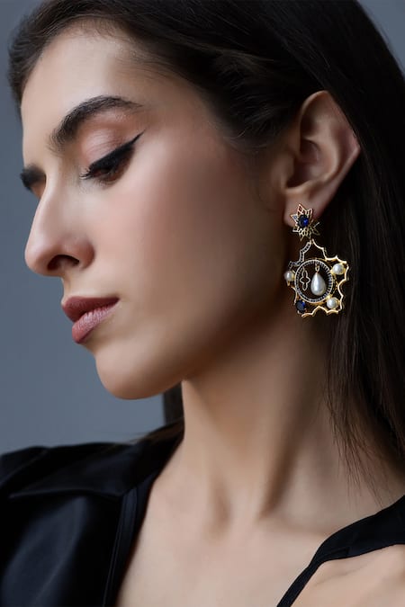 Buy_Shazé_Multi Color Beads Diadem Dreams Floral Carved Cutwork Earrings _Online_at_Aza_Fashions