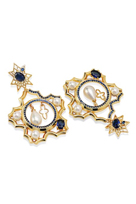 Shop_Shazé_Multi Color Beads Diadem Dreams Floral Carved Cutwork Earrings _Online_at_Aza_Fashions