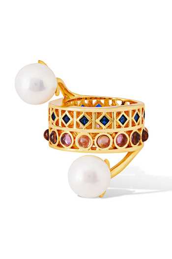 Shazé_Multi Color Beads Artemisias Seal Geometric Carved Ring_Online_at_Aza_Fashions