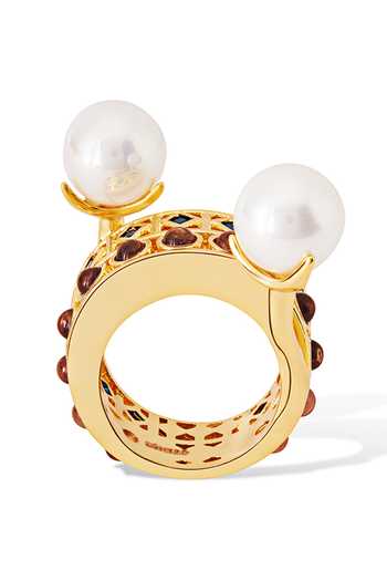 Shop_Shazé_Multi Color Beads Artemisias Seal Geometric Carved Ring_Online_at_Aza_Fashions