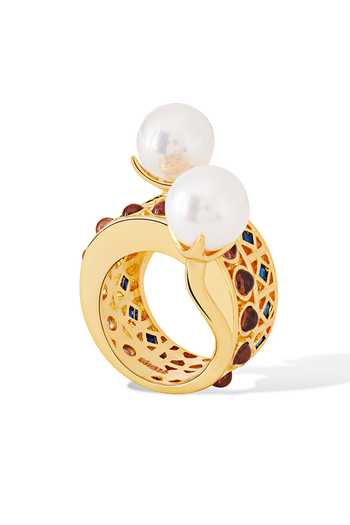 Shazé_Multi Color Beads Artemisias Seal Geometric Carved Ring_at_Aza_Fashions