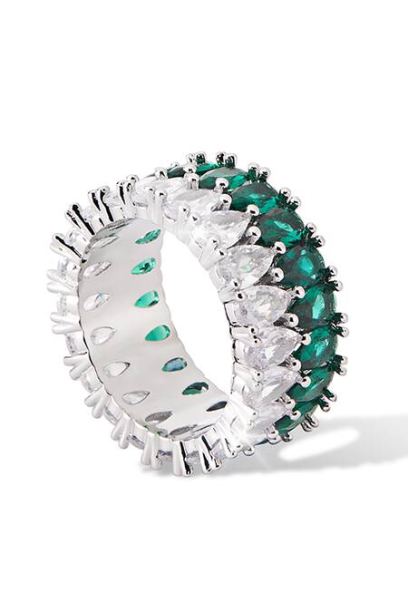Shazé_Silver Plated Stone Ivys Embrace Embellished Ring _at_Aza_Fashions