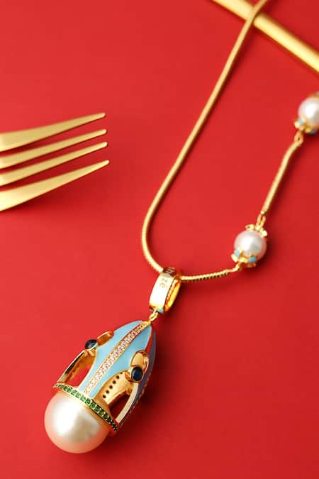 Buy Shazé Multi Color Victorias Coronation Embellished Pendant Necklace Online at Aza Fashions Buy_Shazé_Multi Color Victorias Coronation Embellished Pendant Necklace_Online_at_Aza_Fashions