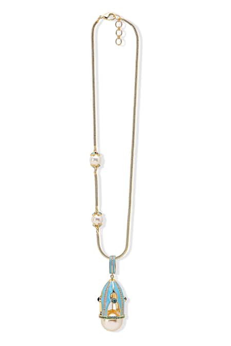 Shop_Shazé_Multi Color Victorias Coronation Embellished Pendant Necklace_Online_at_Aza_Fashions