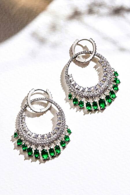 Shop_Shazé_Silver Plated Stone Embellished Chandbalis 