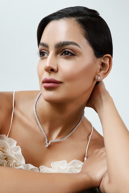 Buy_Shazé_Silver Plated Stones Sorcery Studded Necklace Set_Online_at_Aza_Fashions