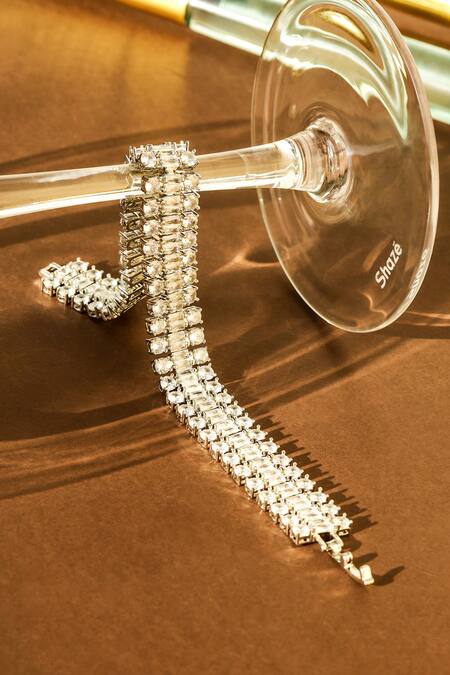 Shop_Shazé_Silver Plated Stone Sky Studded Bracelet _at_Aza_Fashions