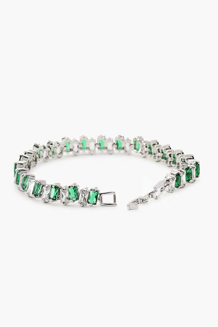 Buy_Shazé_Silver Plated Stones Starstream Geometric Carved Cutwork Bracelet