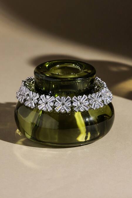 Shop Shazé Silver Plated Stones Evernova Floral Carved Cutwork Bracelet Online at Aza Fashions Shop_Shazé_Silver Plated Stones Evernova Floral Carved Cutwork Bracelet_Online_at_Aza_Fashions