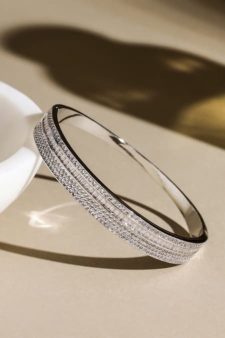 Shop_Shazé_Silver Plated Stone Stellarise Studded Bangle _Online_at_Aza_Fashions