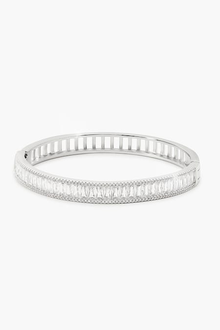 Shazé_Silver Plated Stone Ursa Studded Bangle _Online_at_Aza_Fashions