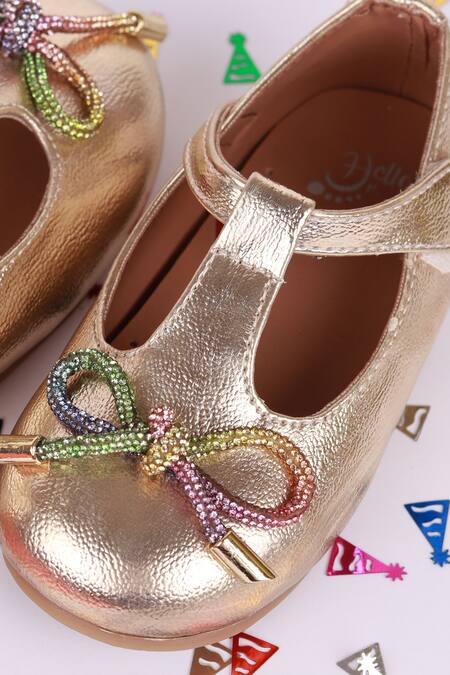 Buy Hello JR Gold Starlight Bow Embellished Ballerina Shoes Online at Aza Fashions Buy_Hello JR_Gold Starlight Bow Embellished Ballerina Shoes _Online_at_Aza_Fashions