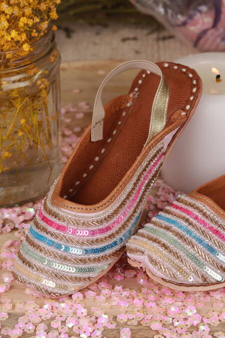 Hello JR_Multi Color Rang Bead Embellished Mules _at_Aza_Fashions