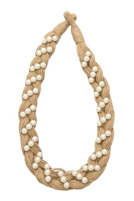 Shop Just Shradhas Brown Embellished Choker Necklace at Aza Fashions Shop_Just Shradhas_Brown Embellished Choker Necklace _at_Aza_Fashions