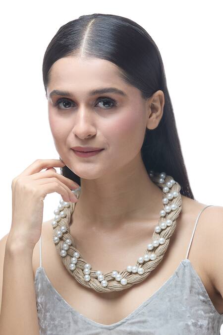 Shop Just Shradhas Brown Embellished Choker Necklace Online at Aza Fashions Shop_Just Shradhas_Brown Embellished Choker Necklace _Online_at_Aza_Fashions