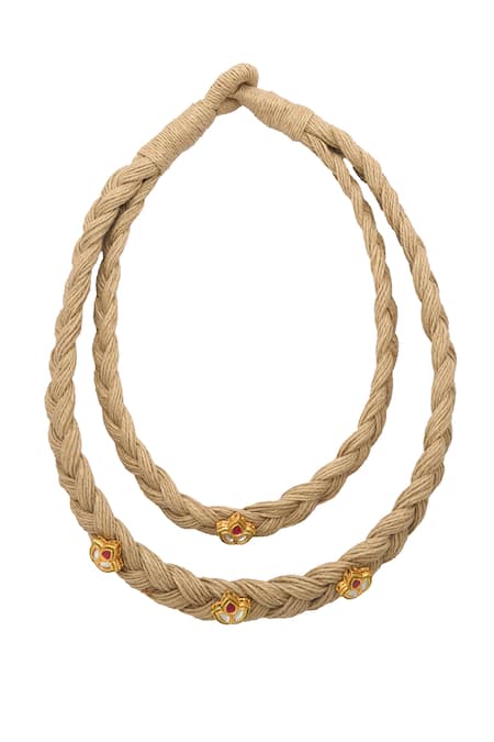 Shop Just Shradhas Brown Natural Stone Embellished Choker Necklace at Aza Fashions Shop_Just Shradhas_Brown Natural Stone Embellished Choker Necklace _at_Aza_Fashions