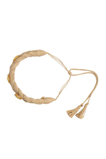 Just Shradhas Brown Natural Stones Embellished Choker Necklace at Aza Fashions Just Shradhas_Brown Natural Stones Embellished Choker Necklace _at_Aza_Fashions