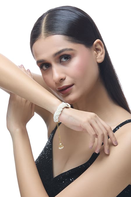 Buy Just Shradhas Red Pearls, Stones Natural Embellished Bracelet Online at Aza Fashions Buy_Just Shradhas_Red Pearls, Stones Natural Embellished Bracelet _Online_at_Aza_Fashions