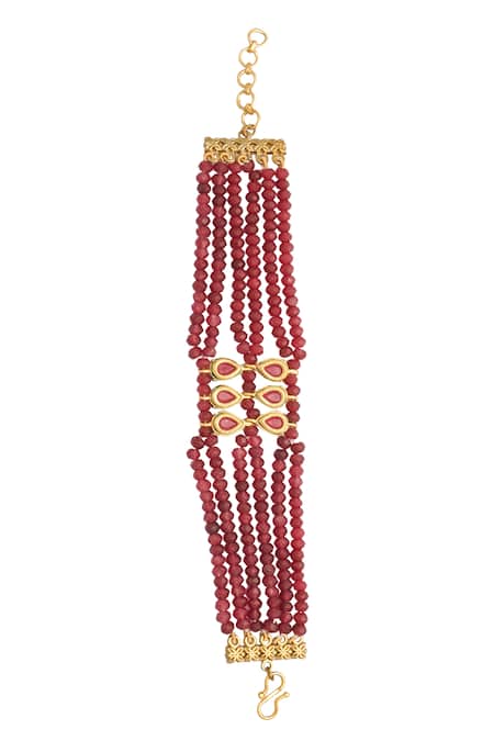 Shop Just Shradhas Red Stones Layered Bracelet at Aza Fashions Shop_Just Shradhas_Red Stones Layered Bracelet _at_Aza_Fashions