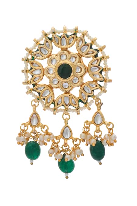 Buy_Just Shradhas_Multi Color Pearls, Stones Embellished Layered Pendant Necklace Set _Online_at_Aza_Fashions