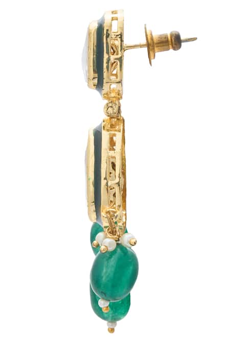 Just Shradhas_Multi Color Pearls, Stones Natural Embellished Earrings _Online_at_Aza_Fashions