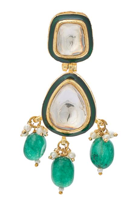 Buy_Just Shradhas_Multi Color Pearls, Stones Natural Embellished Earrings _Online_at_Aza_Fashions