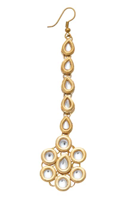 Shop Just Shradhas Gold Plated Natural Stone Embellished Maangtikka at Aza Fashions Shop_Just Shradhas_Gold Plated Natural Stone Embellished Maangtikka _at_Aza_Fashions