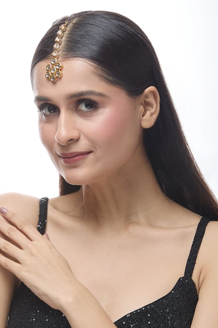 Buy Just Shradhas Gold Plated Natural Stone Embellished Maangtikka Online at Aza Fashions Buy_Just Shradhas_Gold Plated Natural Stone Embellished Maangtikka _Online_at_Aza_Fashions