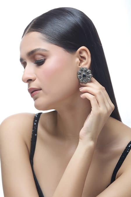 Just Shradha's Floral Carved Earrings 