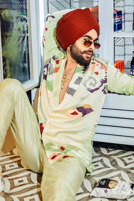 Buy Nirmooha Green Modal, Satin Patola Print Shirt Online at Aza Fashions Buy_Nirmooha_Green Modal, Satin Patola Print Shirt _Online_at_Aza_Fashions