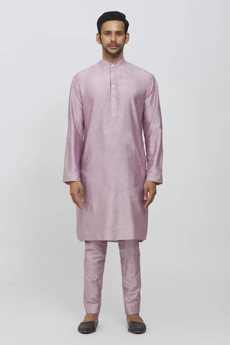 Priti Sahni_Purple Silk Sequins, Embroidery Sherwani Pant Set _Online_at_Aza_Fashions