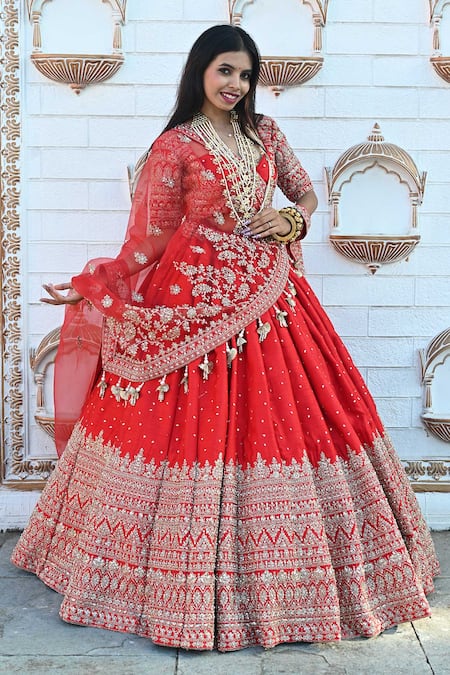 Dabka work bridal lehenga shops