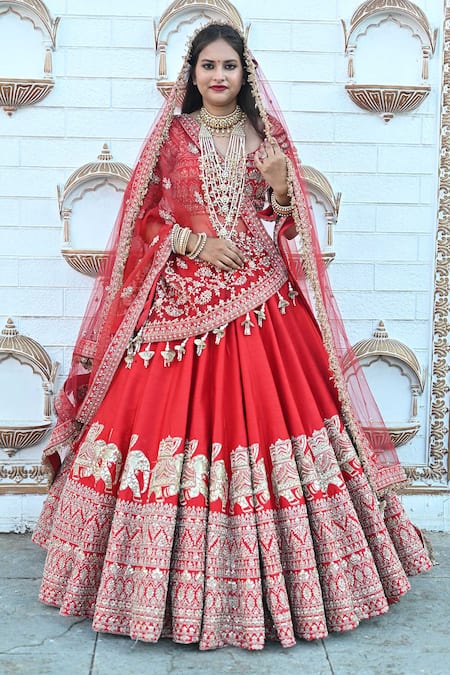 TANUSHAVY COUTURE Carnival Elephant Embroidered Bridal Lehenga Set 