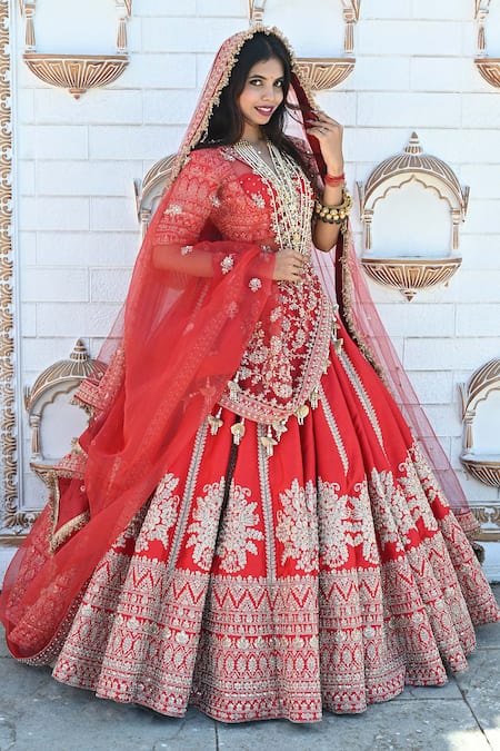 Tanushavy Couture Floral Butti Embroidered Bridal Lehenga Set 