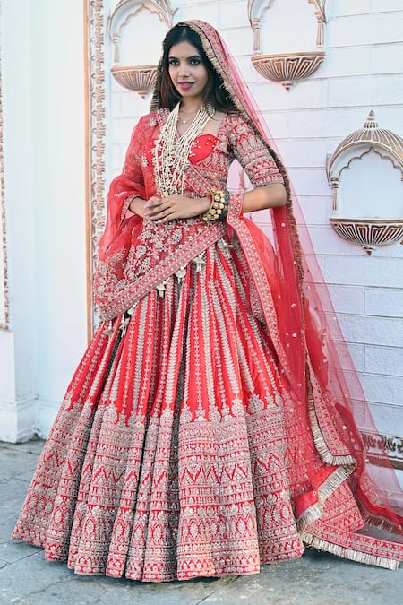Tanushavy Couture Flower Panel Embroidered Bridal Lehenga Set 