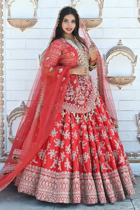 Tanushavy Couture Floral Dabka Embroidered Bridal Lehenga Set 